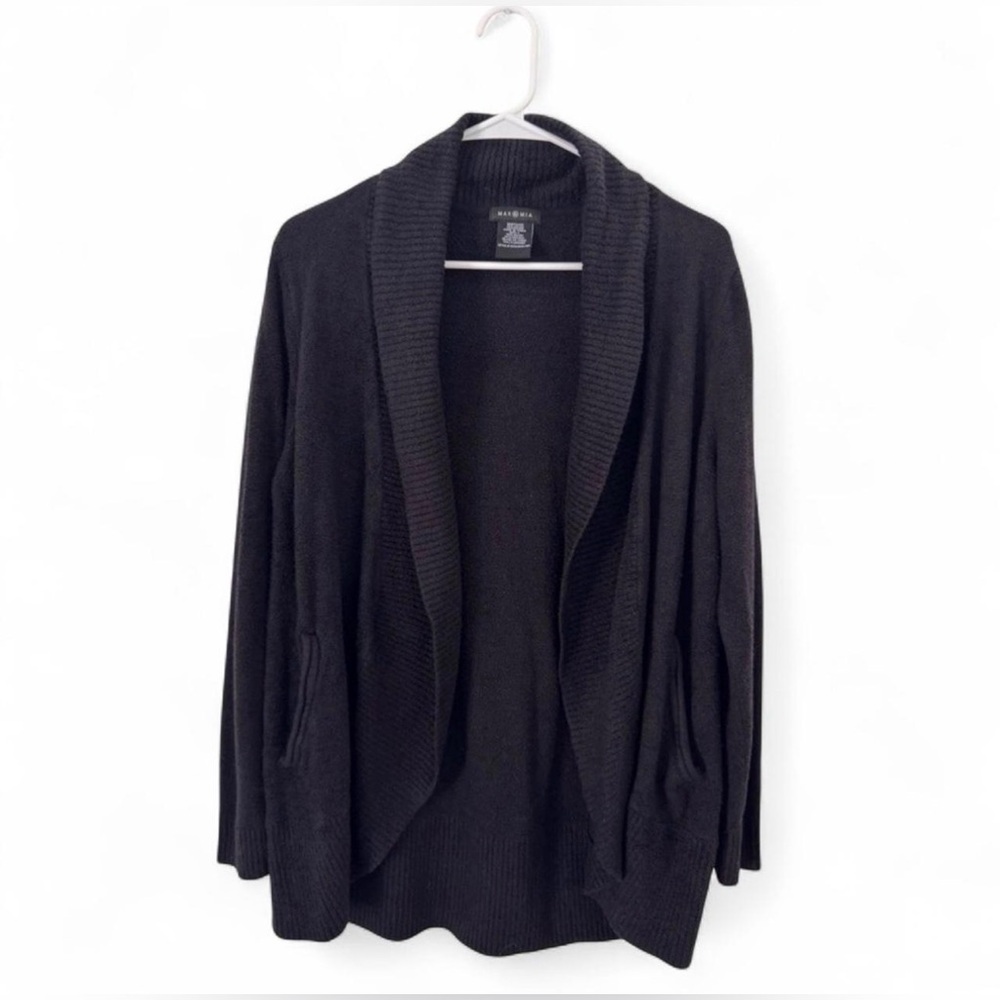 Max & Mia Black Open Front Cozy Knit Cardigan Sweater Size Large